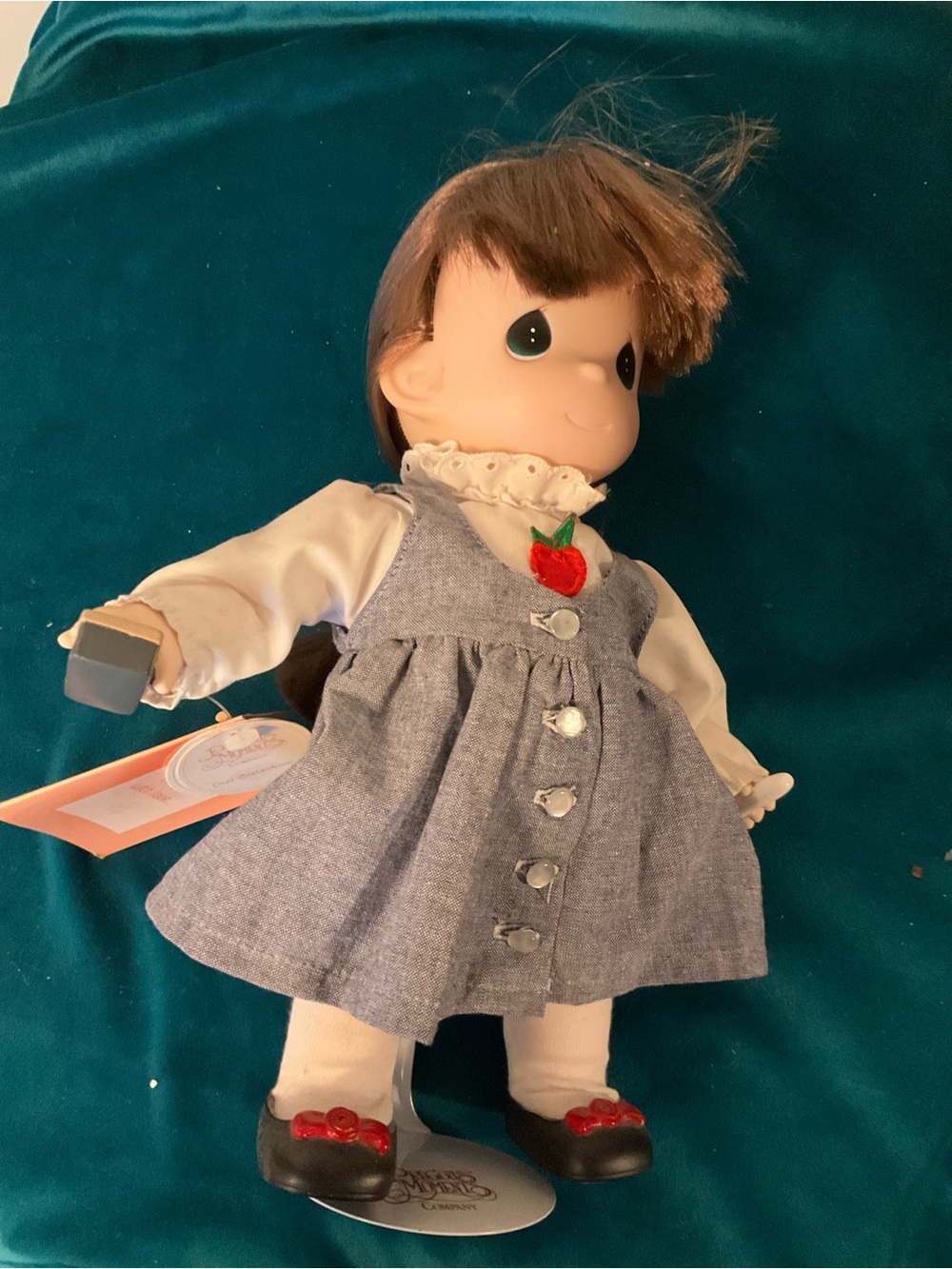 Vintage 1997 Precious Moments Teacher doll with tags and stand
